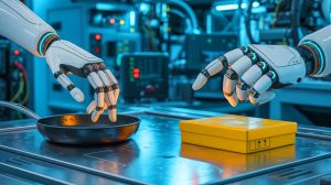 Illustration of the MOTIF Hand robotic technology mimicking human sensory perception.