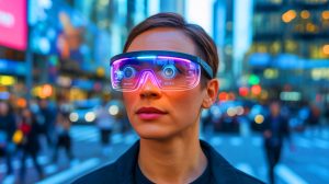 Illustration of Meta's vision for replacing smartphones with smart glasses and augmented reality devices.