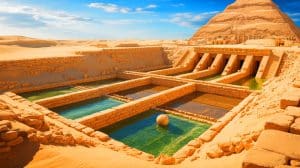 Illustration of the advanced water management system discovered near the Pyramid of Djoser.
