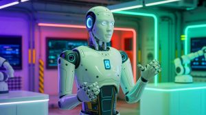 Illustration of ALLEX, a versatile humanoid robot developed by WIRobotics for real-world applications.