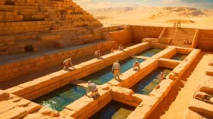 Illustration of the advanced hydraulic system discovered around Egypt's Pyramid of Djoser.