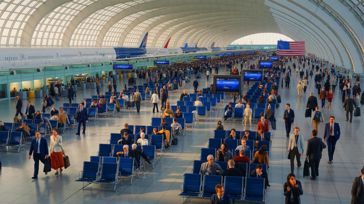 Illustration of the decline in European tourism to the United States amidst geopolitical tensions.