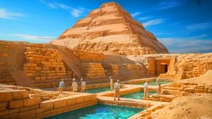 Illustration of the newly discovered hydraulic system around Egypt's Pyramid of Djoser.