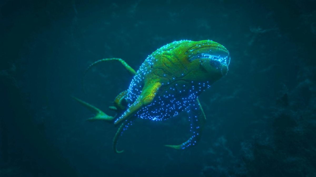Illustration of a mysterious deep-sea creature captured on live footage.