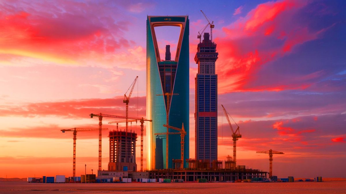 Illustration of the Jeddah Economic Company Tower rising as the world's tallest skyscraper in Saudi Arabia.