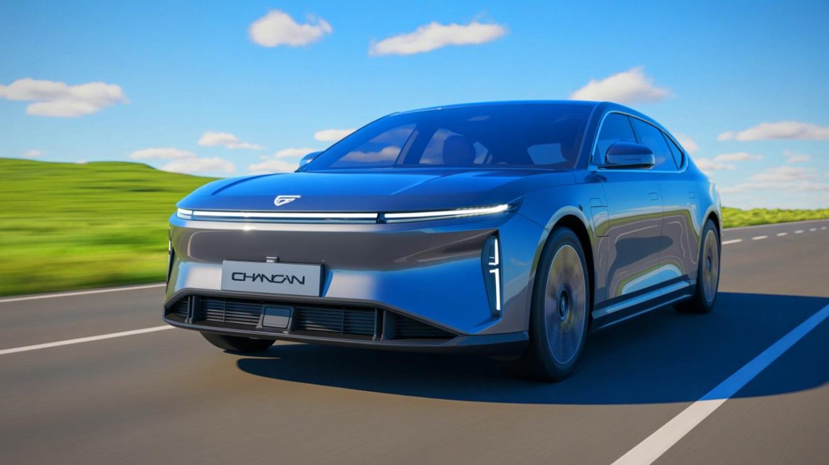 Illustration of an advanced electric vehicle showcasing groundbreaking solid-state battery technology.