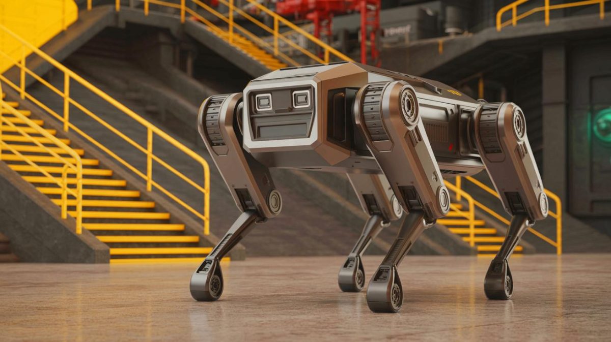 “We Watched It Crash Through Glass”: Unitree’s A2 Robot Sparks Shock and Awe With Unstoppable Strength and Agility for Dangerous Industrial Jobs Illustration of Unitree Robotics' A2 quadruped robot demonstrating its capabilities in an industrial environment.