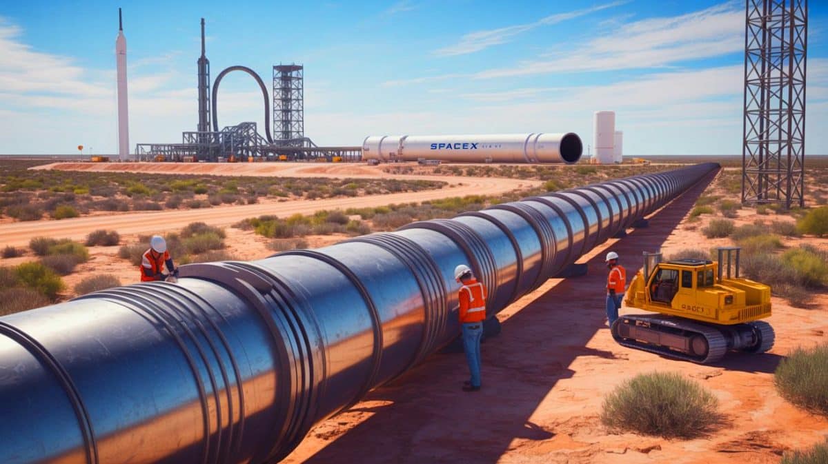 Illustration of SpaceX's water pipeline construction to Starbase, Texas, highlighting infrastructure and water access challenges.