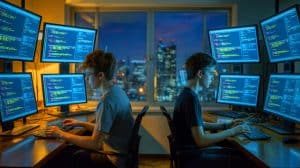 Illustration of two British teenagers involved in a series of sophisticated cyberattacks and ransomware operations.