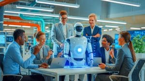 Illustration of the impact of artificial intelligence on the global workforce and job displacement.