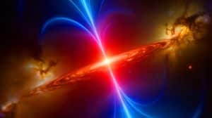 Illustration of a fast-growing black hole devouring matter at an unprecedented rate.