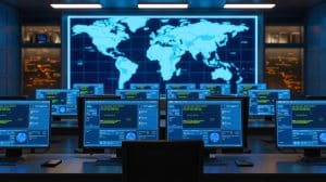 Illustration of MI6's use of the dark web for global spy recruitment.
