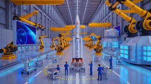 Illustration of China's new manufacturing strategies in aerospace engineering.