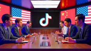 Illustration of negotiations between the U.S. and China over TikTok's operations.