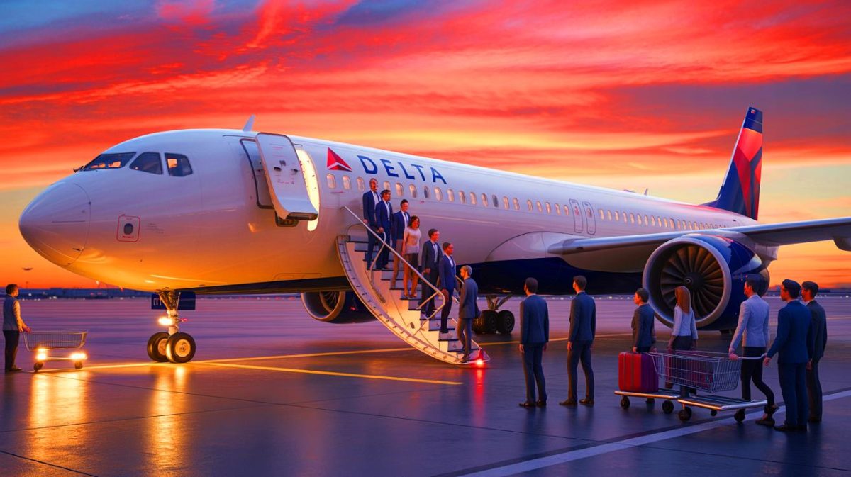 “Delta Airlines Spies on Passengers to Jack Up Prices”: Revolutionary AI System Stalks Your Data to Charge Maximum Fare Based on Personal Financial Profile Illustration of Delta Air Lines aircraft with passengers seated during a flight.