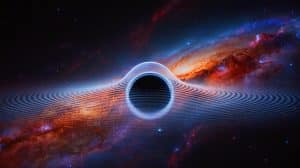 Illustration of a fleeting gravitational signal suggesting the possibility of a wormhole's existence.
