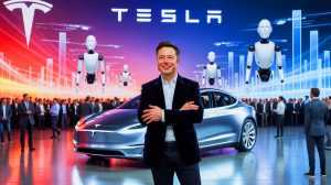 Illustration of Tesla's proposal for Elon Musk's potential $1 trillion compensation package tied to ambitious milestones.