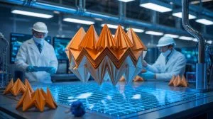 “Sometimes Frustration Is Desirable”: Princeton Engineers Create Origami Structures That Change Shape and Stiffness on Command Illustration of engineers integrating elastic components into origami structures to enable dynamic changes in shape and stiffness.