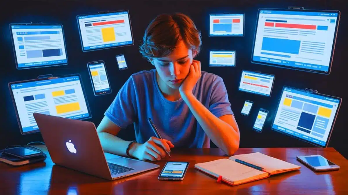 “The Art Of Writing Is Dying In My Hands”: 40 Percent Of Generation Z Loses Handwriting Skills As Digital Communication Destroys 5,500-Year Tradition Illustration of Generation Z using digital devices while handwritten notes are left aside.