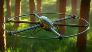 Illustration of a woodpecker-inspired drone demonstrating its impact-resistant design.