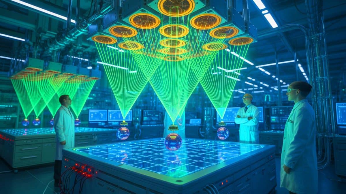 “Scientists Control 6,100 Quantum Particles Simultaneously”: Caltech Physicists Reveal Computer That Makes Silicon Chips Worthless Illustration of a chamber containing 6,100 laser-trapped atoms as part of a quantum computing experiment.