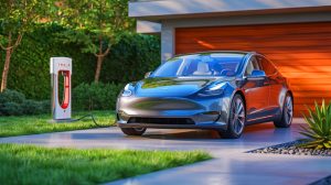 Illustration of a Tesla electric vehicle highlighting the complexities of ownership costs and savings.