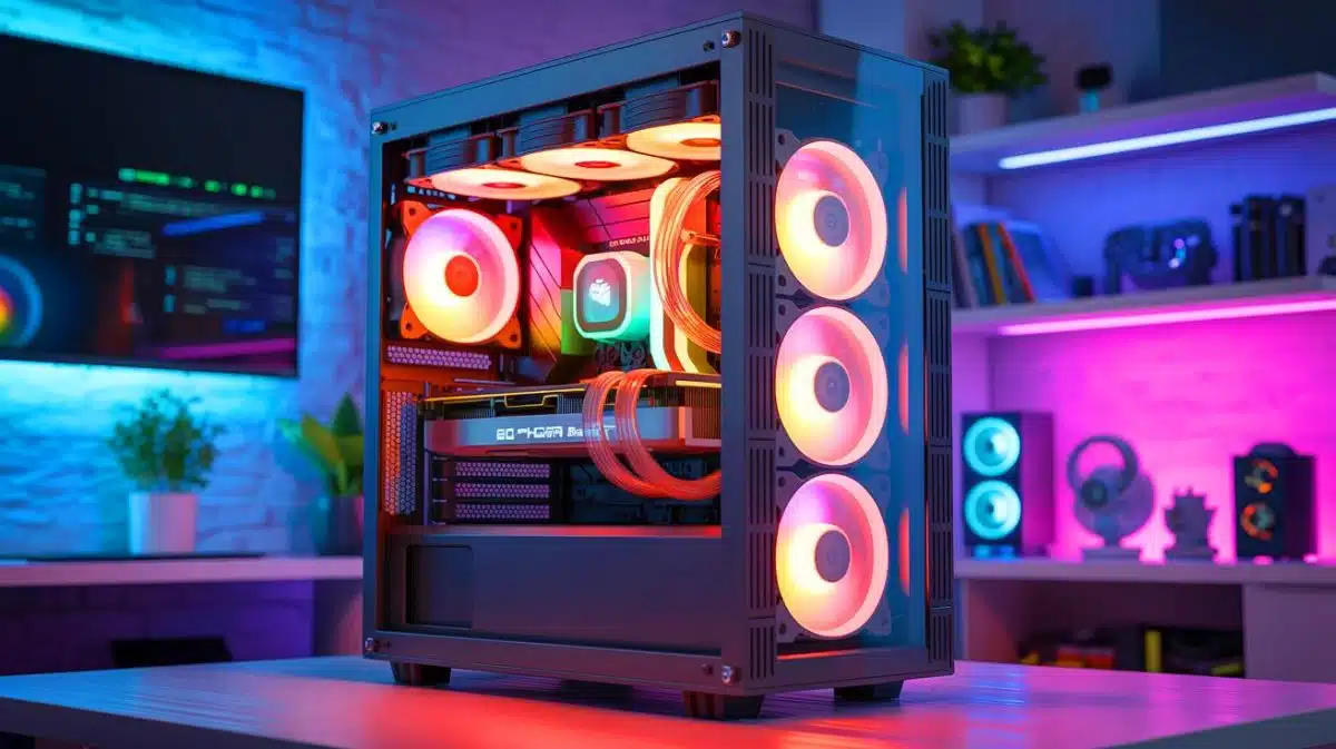“Sounds Like A Submarine About To Implode”: Gamer Installs 22 Fans In PC Creating Cable Management Nightmare That Actually Makes Cooling Worse Illustration of a gaming PC with 22 fans highlighting a complex cable management setup.