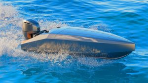 “Denmark’s Electric Boat Motor Shocks Industry”: Falcon 130 Weighs 60 Pounds While Generating 295 Horsepower With 360-Degree Rotating Propeller Illustration of the EPT Falcon electric outboard motor showcasing its lightweight and power-dense design.