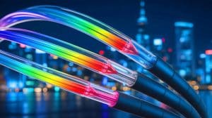 Illustration of groundbreaking optical fiber technology achieving record-breaking internet speeds.