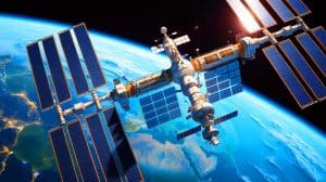 Illustration of the International Space Station in low-Earth orbit.