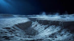 Illustration of the Moon's surface showcasing active landslides triggered by moonquakes.