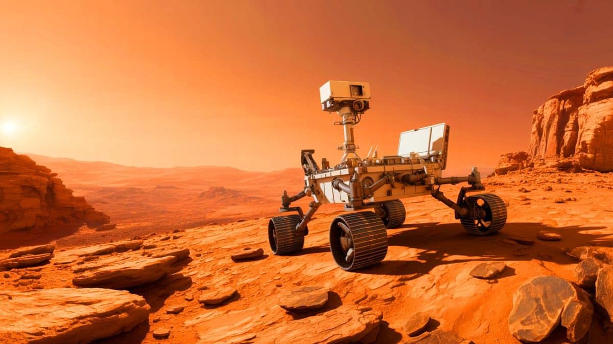 “Mars Had Living Creatures”: NASA Rovers Uncover Organic Molecules That Prove Ancient Alien Life Existed Illustration of NASA's Mars rover exploring the Martian surface in search of signs of ancient life.