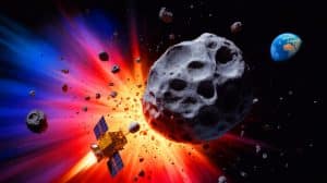 “They Destroyed An Asteroid”: NASA’s Spacecraft Ejected 35.3 Million Pounds Of Rock While Scientists Watch Earth’s Defense Work Illustration of NASA's DART spacecraft impacting the asteroid moon Dimorphos.