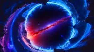 Illustration of a cosmic channel connecting our solar system to distant star systems.