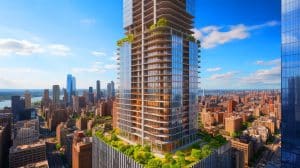 Illustration of the world's tallest Passive House building under construction in downtown Brooklyn.