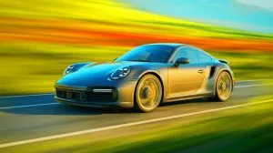 Illustration of Porsche's 911 Turbo S showcasing its advanced hybrid engine technology.