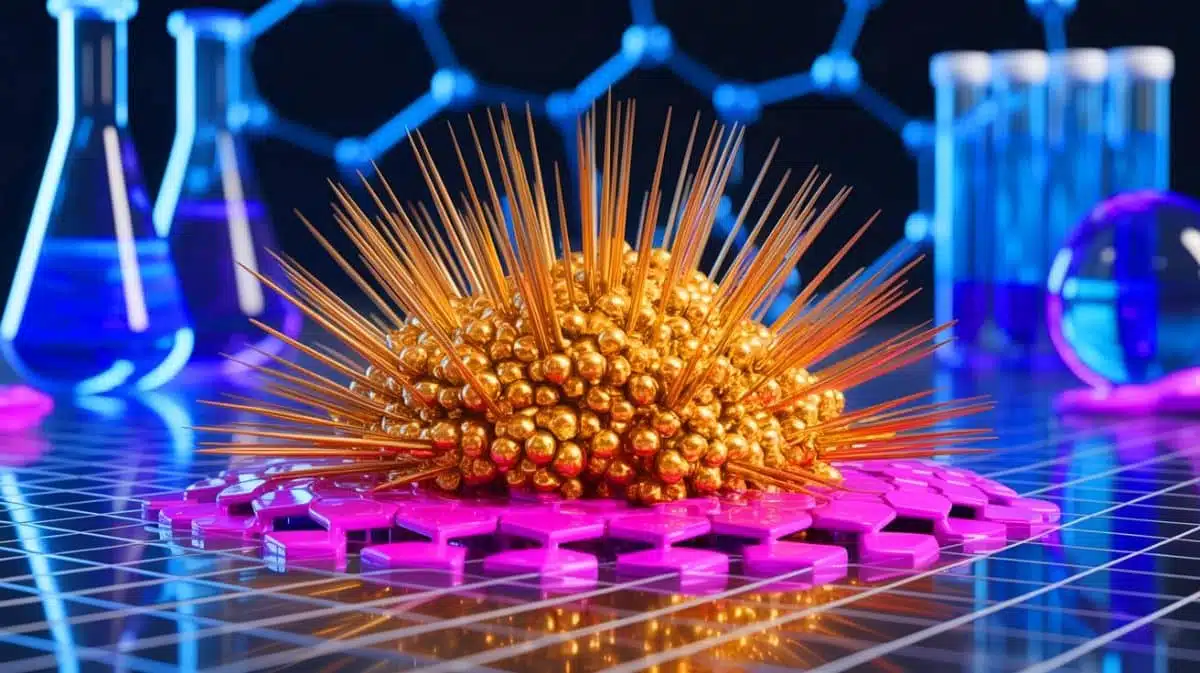 “Far Beyond Our Imagination”: University of Tokyo Scientists Freeze Gold Growth Discovering Needle Shaped Clusters With Quantum Properties Illustration of Gold Quantum Needles with Unique Atomic Structure.