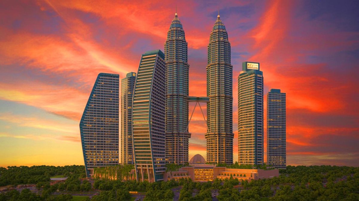 Illustration of Malaysia's The Sail, a towering architectural marvel surpassing the height of Dubai's Burj Al Arab.