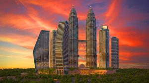Illustration of Malaysia's The Sail, a towering architectural marvel surpassing the height of Dubai's Burj Al Arab.