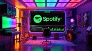 Illustration of Spotify's efforts to combat AI-generated music content.