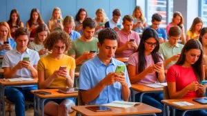 “We’re Overwhelmed”: Students Will Spend 25 Years Of Their Lives Staring At Phone Screens, New Study Reveals Illustration of a person looking at a telephone screen.