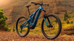 Illustration of the Specialized S-Works Turbo Levo 4 LTD e-MTB in Astral Blue paint.