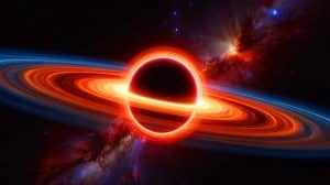 Illustration of a supermassive black hole, RACS J0320-35, growing at over twice the theoretical limit.