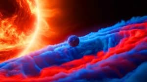 Illustration of an interstellar object moving through the inner solar system.