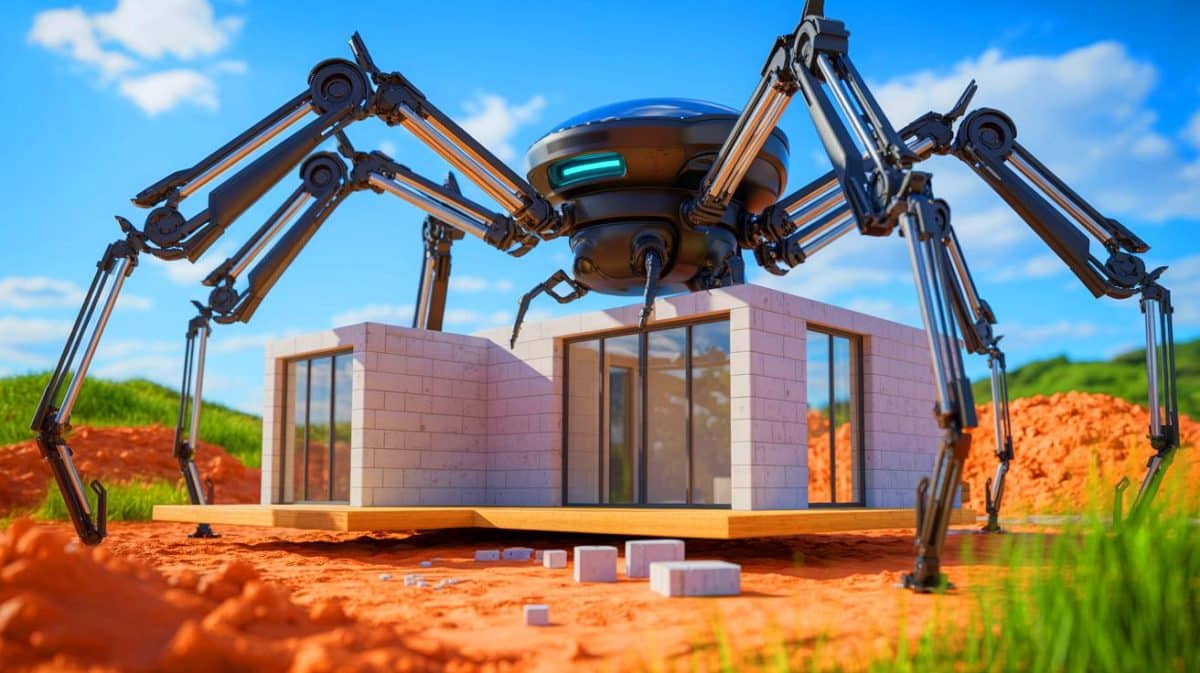 “Engineers Warn It Could Change Everything”: Spider-Like Robot 3D Prints Full House In 24 Hours And Aims To Build Shelters On The Moon Illustration of a spider-like robot designed for autonomous 3D printing of houses on Earth and the Moon.