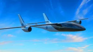 Illustration of GE Aerospace and Beta Technologies' collaboration on hybrid-electric aircraft development.