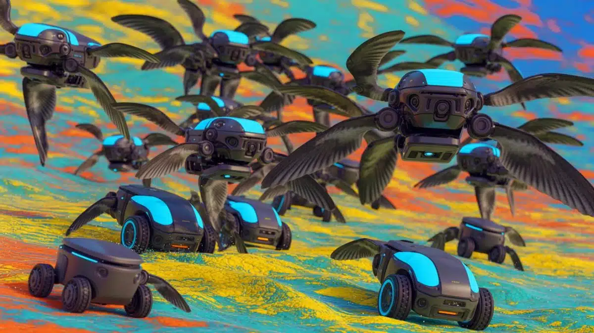 “Curvity Controls Robot Interactions”: Researchers Develop New Framework Allowing Robotic Swarms to Mimic Bird and Fish Group Behaviors Illustration of robots advancing artificial swarm intelligence inspired by the collective behaviors of birds, fish, and bees.