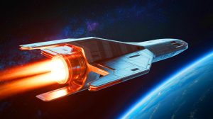 Illustration of a spacecraft enabled by nuclear thermal propulsion.