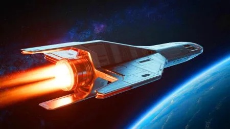 Illustration of a spacecraft enabled by nuclear thermal propulsion.