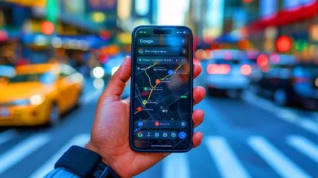 Illustration of Google Maps interface with Live Updates feature on a locked smartphone screen.